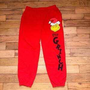 Dr. Seuss The Grinch Jogger Sweatpants Size L Red Graphic
